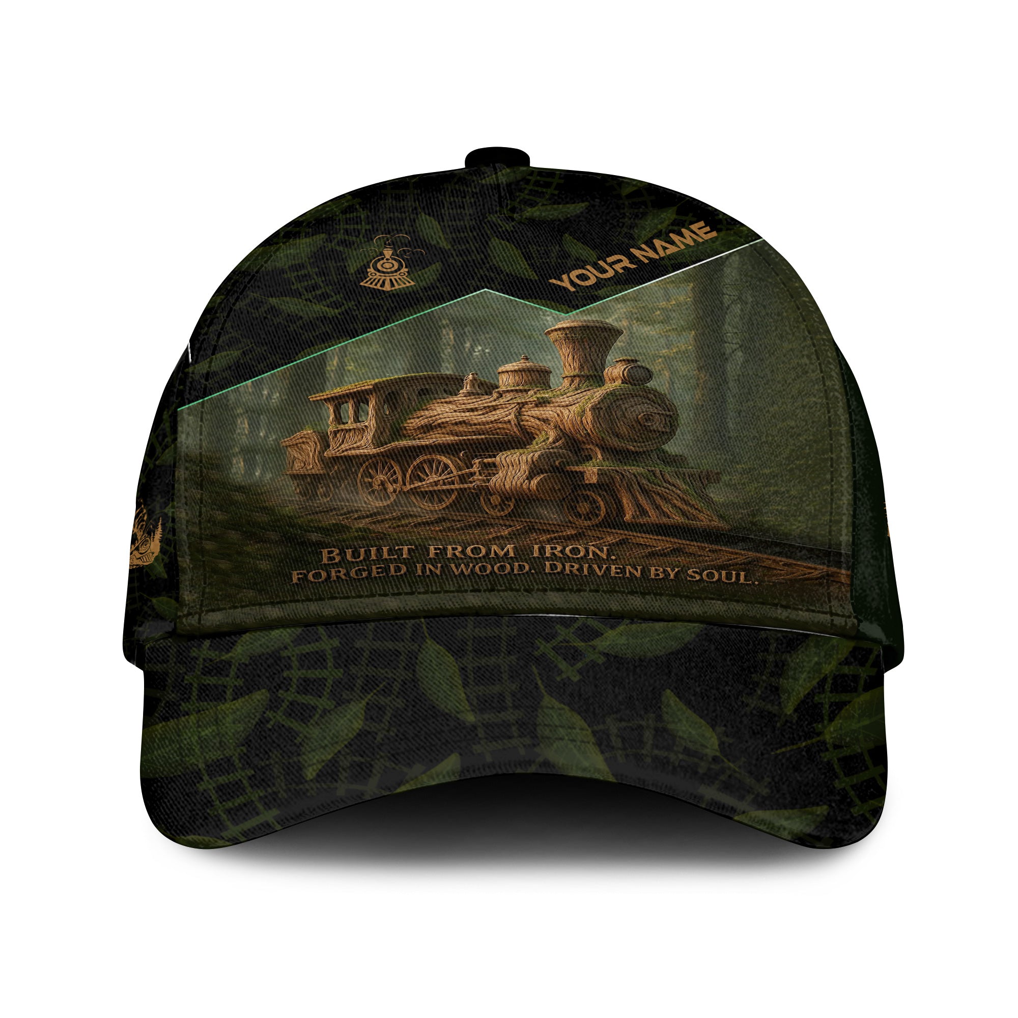 Railspirit Personalized Classic Cap Built From Iron Forged In The Wood Driven By Soul Wood Train Design Cap for Train Lovers