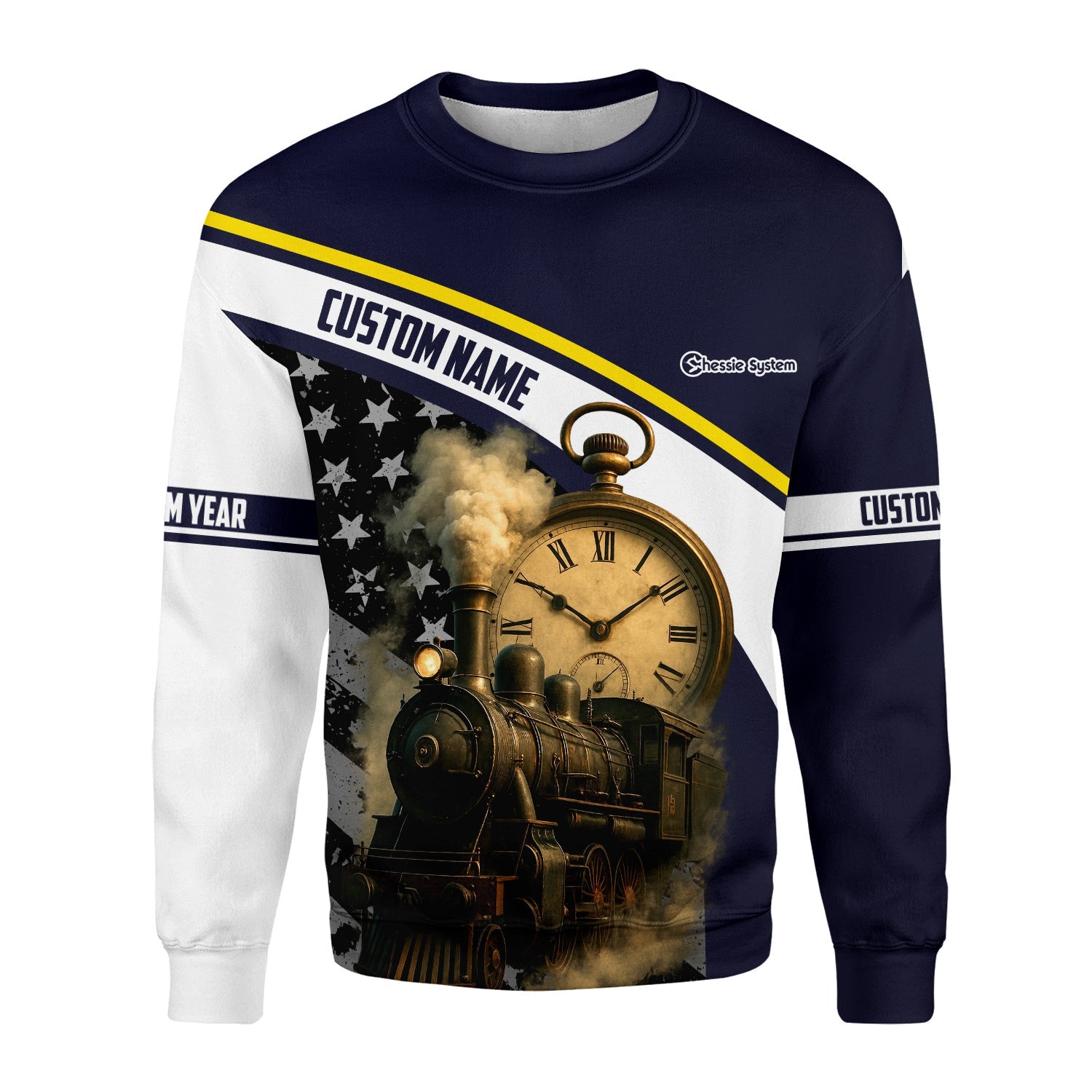 Railspirit Personalized Chessie System Railroad Sweatshirt Classic Steam Engine With Retro Pocket Watch Shirt All Over Print