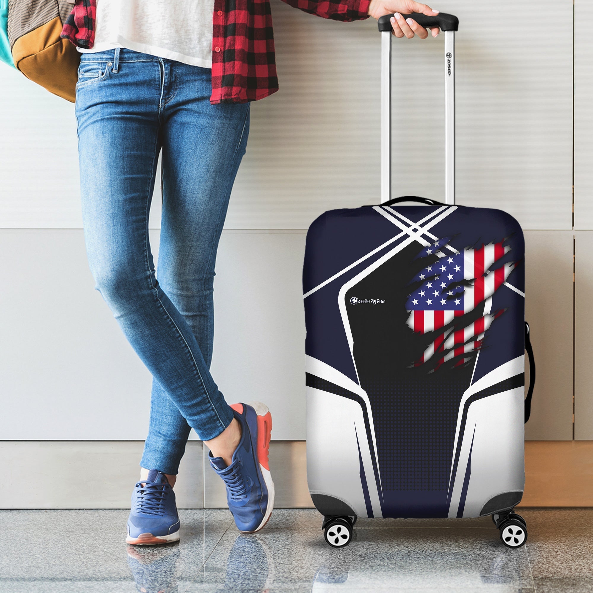 Railspirit Personalized Chessie System Railroad Luggage Cover American Eagle Vintage Train Luggage Protection