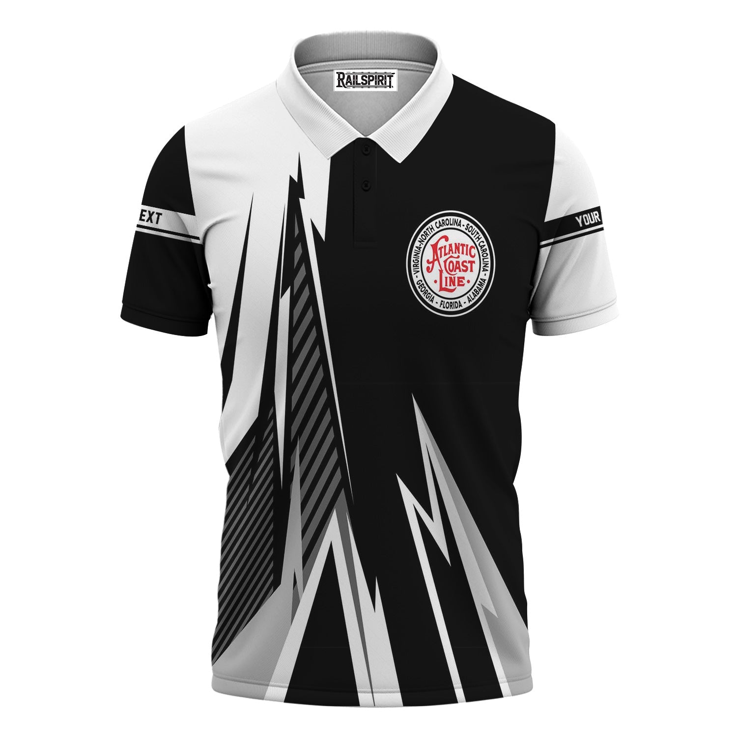 Railspirit Personalized Atlantic Coast Line Railroad Polo Shirt Lightning-Inspired Railway Style Shirt For Train Lovers