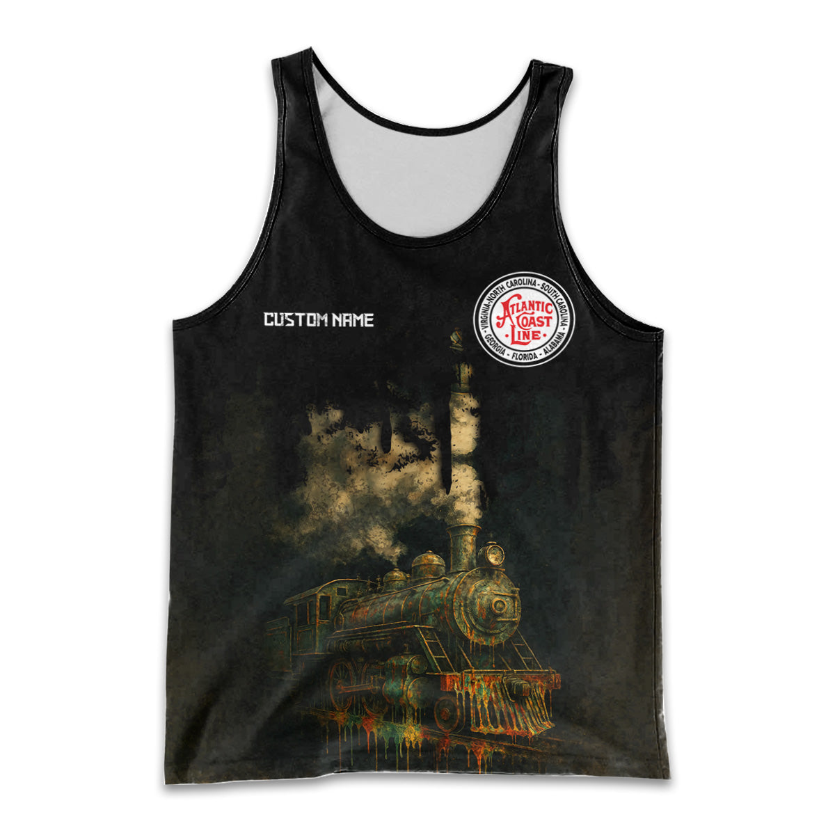 Railspirit Personalized Atlantic Coast Line Railroad Men Tank Top Vintage Train Art Style Shirt For Locomotive Fans