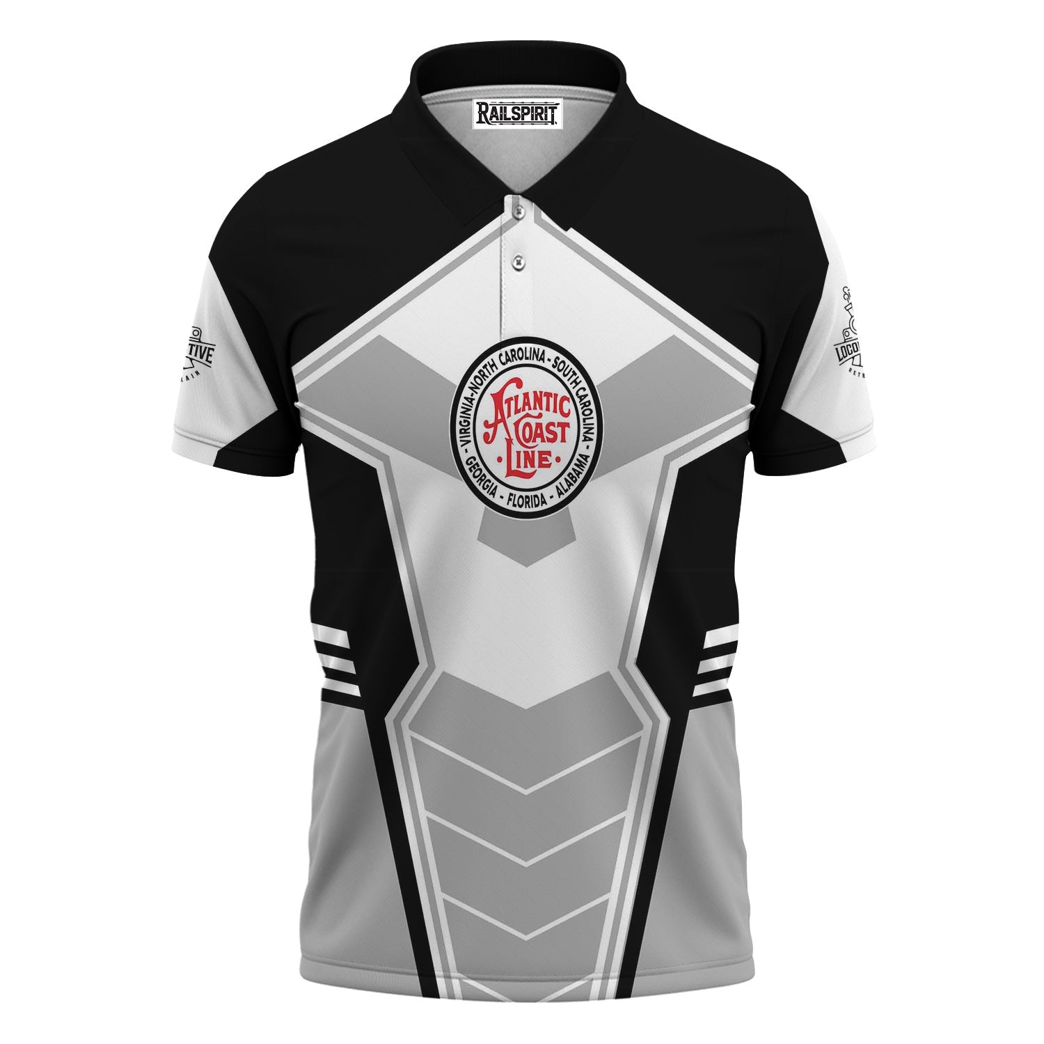 Railspirit Personalized Atlantic Coast Line Railroad Polo Shirt Engine-Inspired Style Train Shirt for Railroad Fanatic