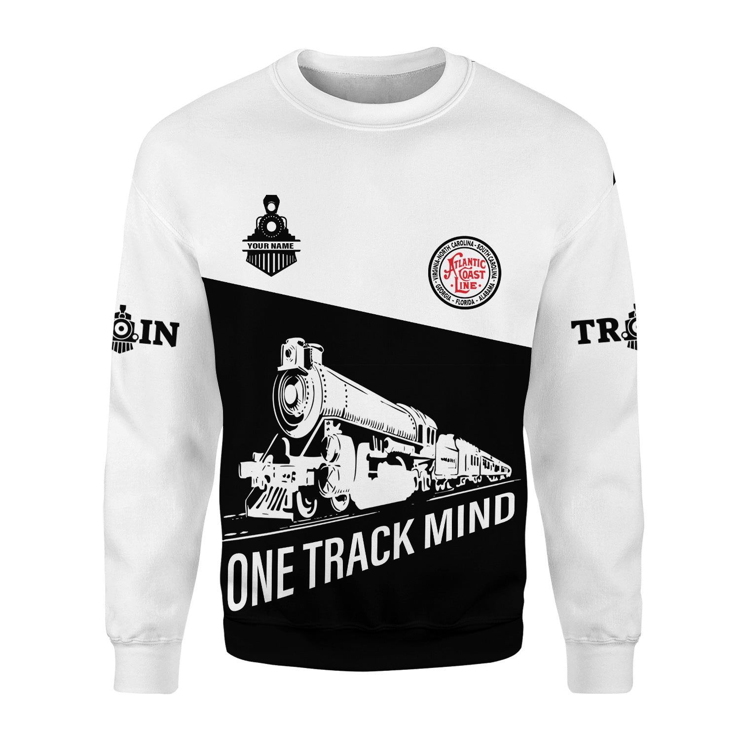 Railspirit Personalized Atlantic Coast Line Railroad Sweatshirt One Track Mind Train Sweater Gift Idea For Train Lover