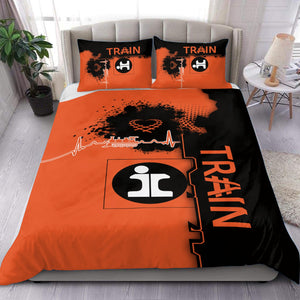 Railspirit Illinois Central Railroad Bedding Set Engine Heartbeat and Track Love Style Bedding Set Gift Idea For Train Lovers