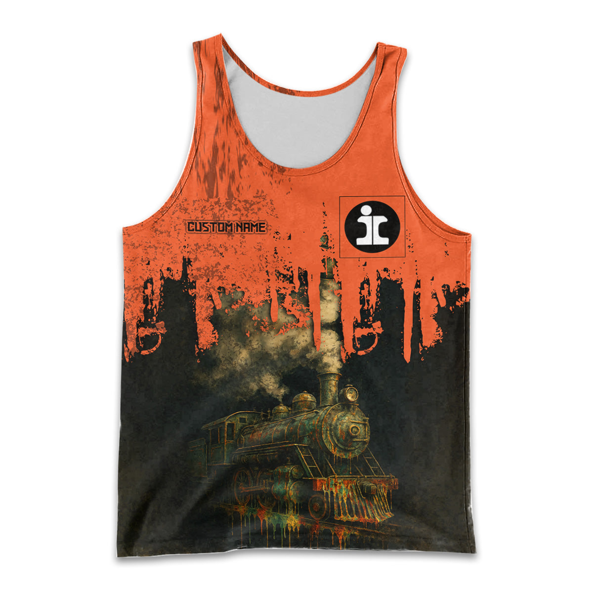 Railspirit Personalized Illinois Central Railroad Men Tank Top Vintage Train Art Style Shirt For Locomotive Fans