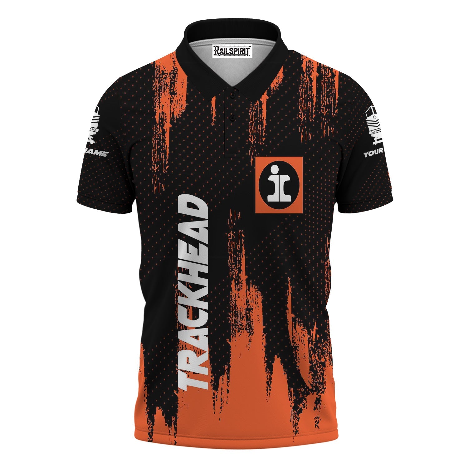 Railspirit Personalized Illinois Central Railroad Polo Shirt Paint Impact Design Train Shirt for Trackhead