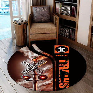 Railspirit Personalized Illinois Central Railroad Round Mat Railroad Crossing Sign Mat All Over Print