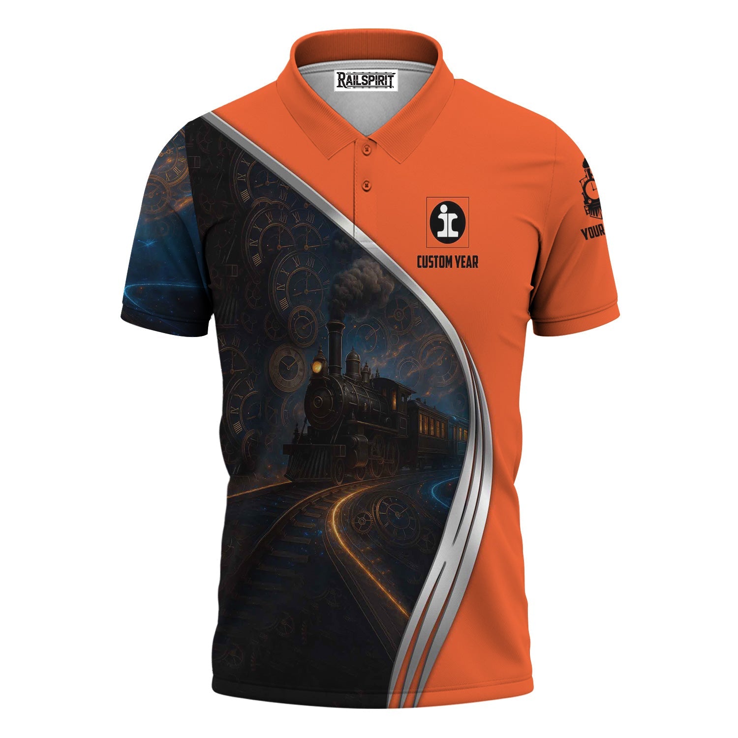 Railspirit Personalized Illinois Central Railroad Polo Shirt Steampunk Locomotive with Custom Year Train Shirt