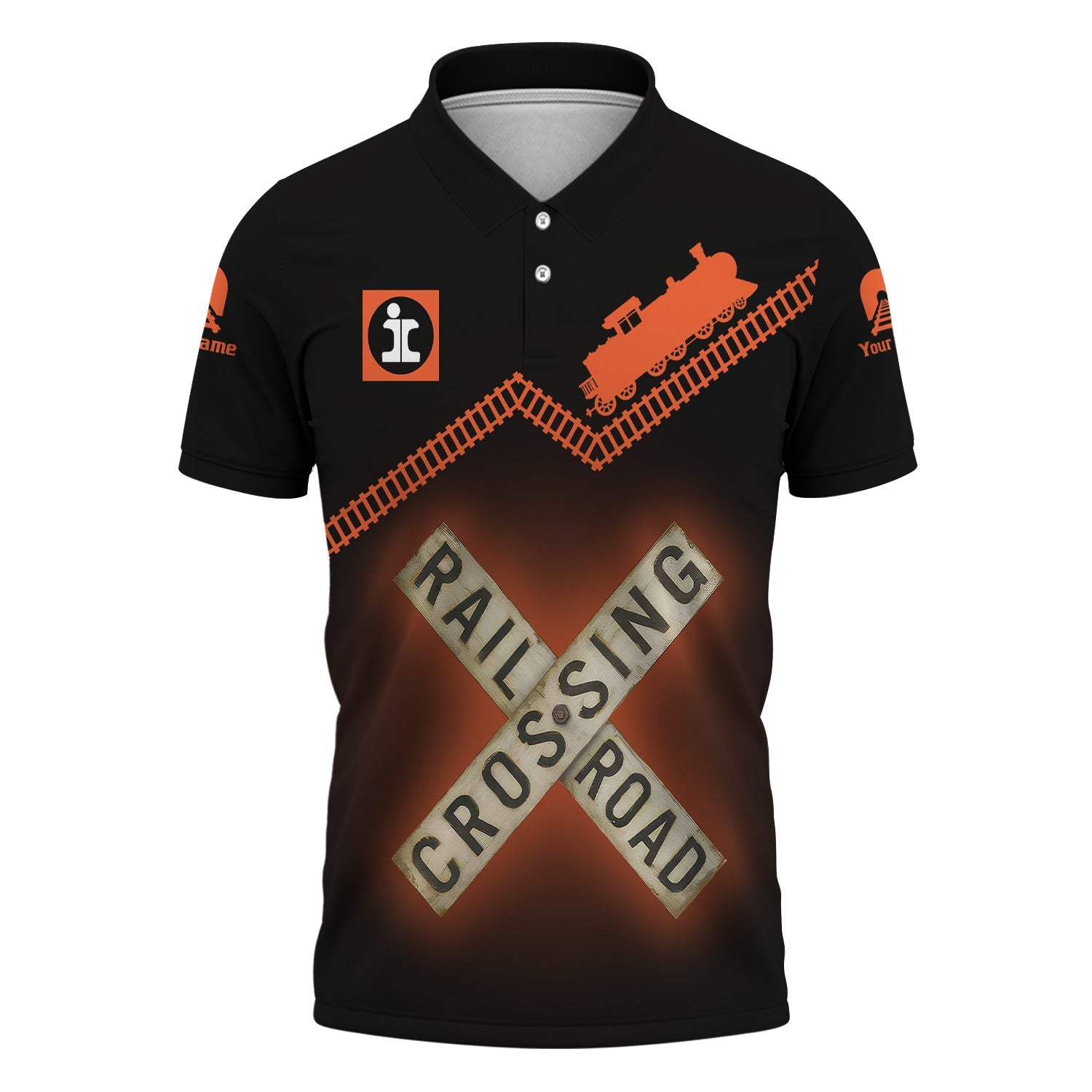 Railspirit Personalized Illinois Central Railroad Polo Shirt Railroad Crossing Printed Train Track Shirt
