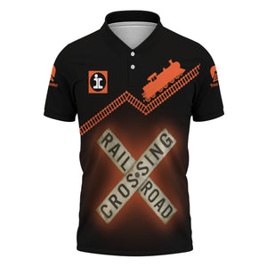Railspirit Personalized Illinois Central Railroad Polo Shirt Railroad Crossing Printed Train Track Shirt