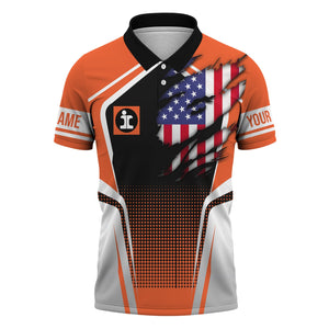 Railspirit Personalized Illinois Central Railroad Polo Shirt American Eagle Vintage Train Shirt