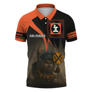 Railspirit Personalized Illinois Central Railroad Polo Shirt Angry Train Polo Shirt Gift Idea For Train Lover