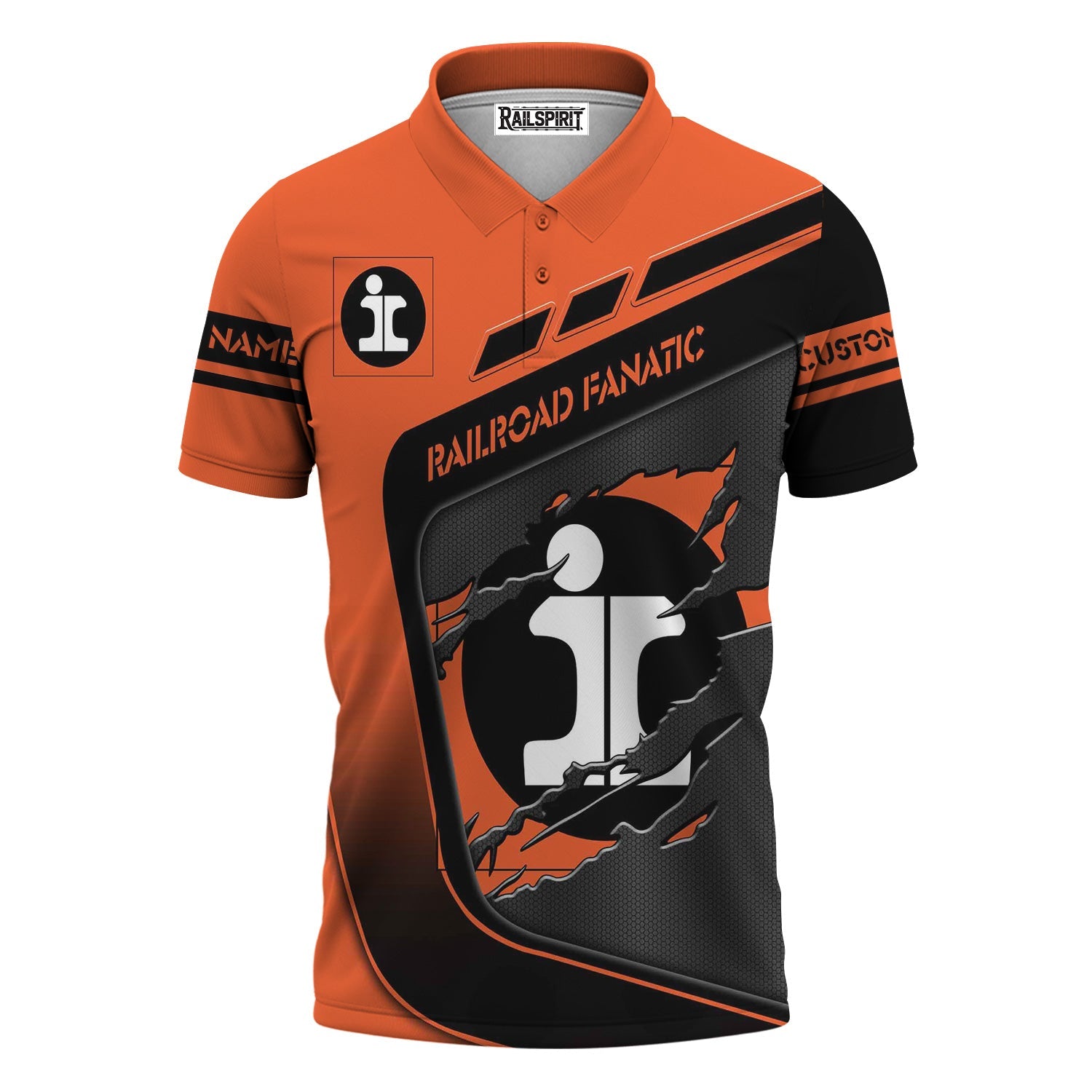 Railspirit Personalized Illinois Central Railroad Polo Shirt Ripped Texture Style Train Shirt For Railroad Fanatic