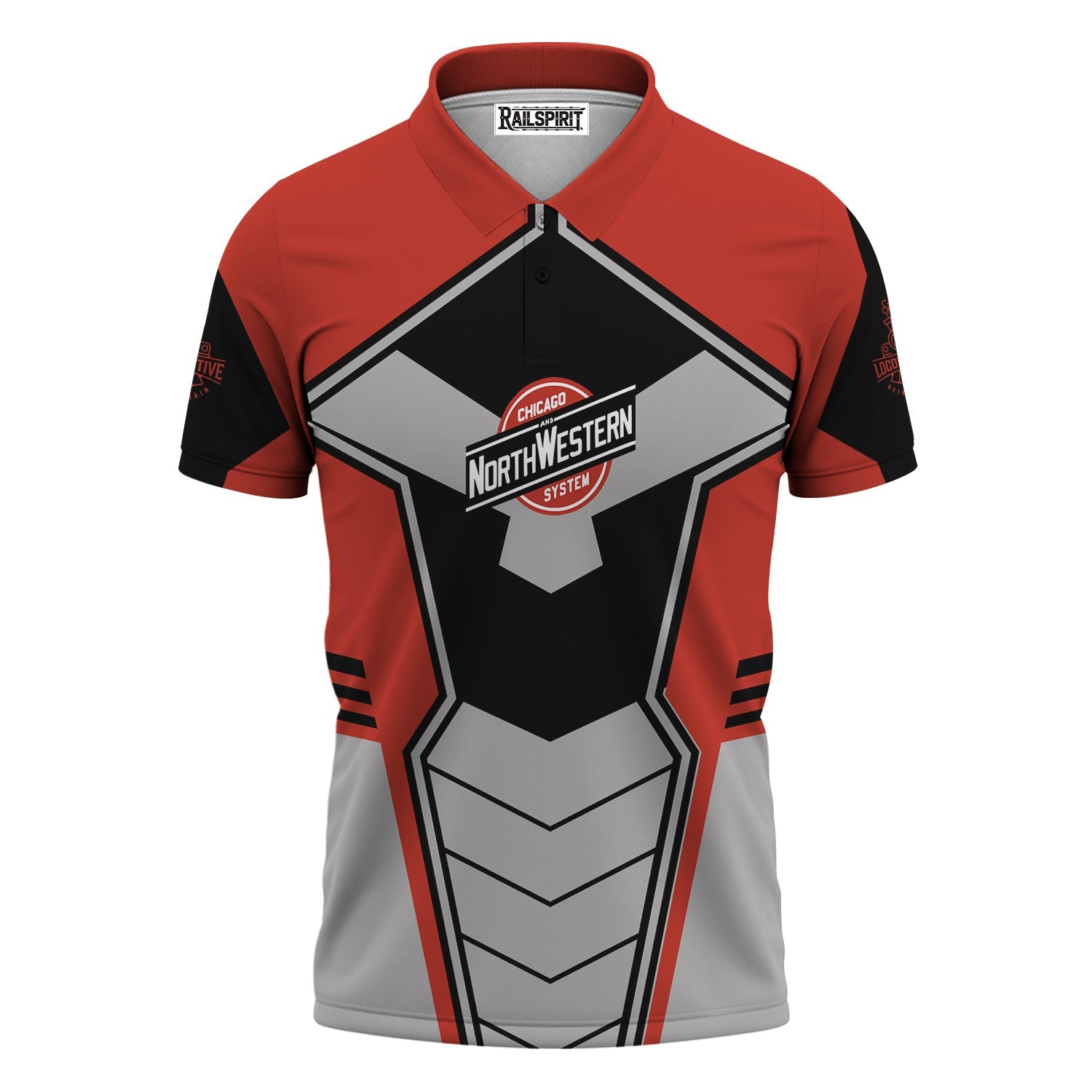 Railspirit Personalized Chicago and North Western Railway Polo Shirt Engine-Inspired Style Train Shirt for Railroad Fanatic