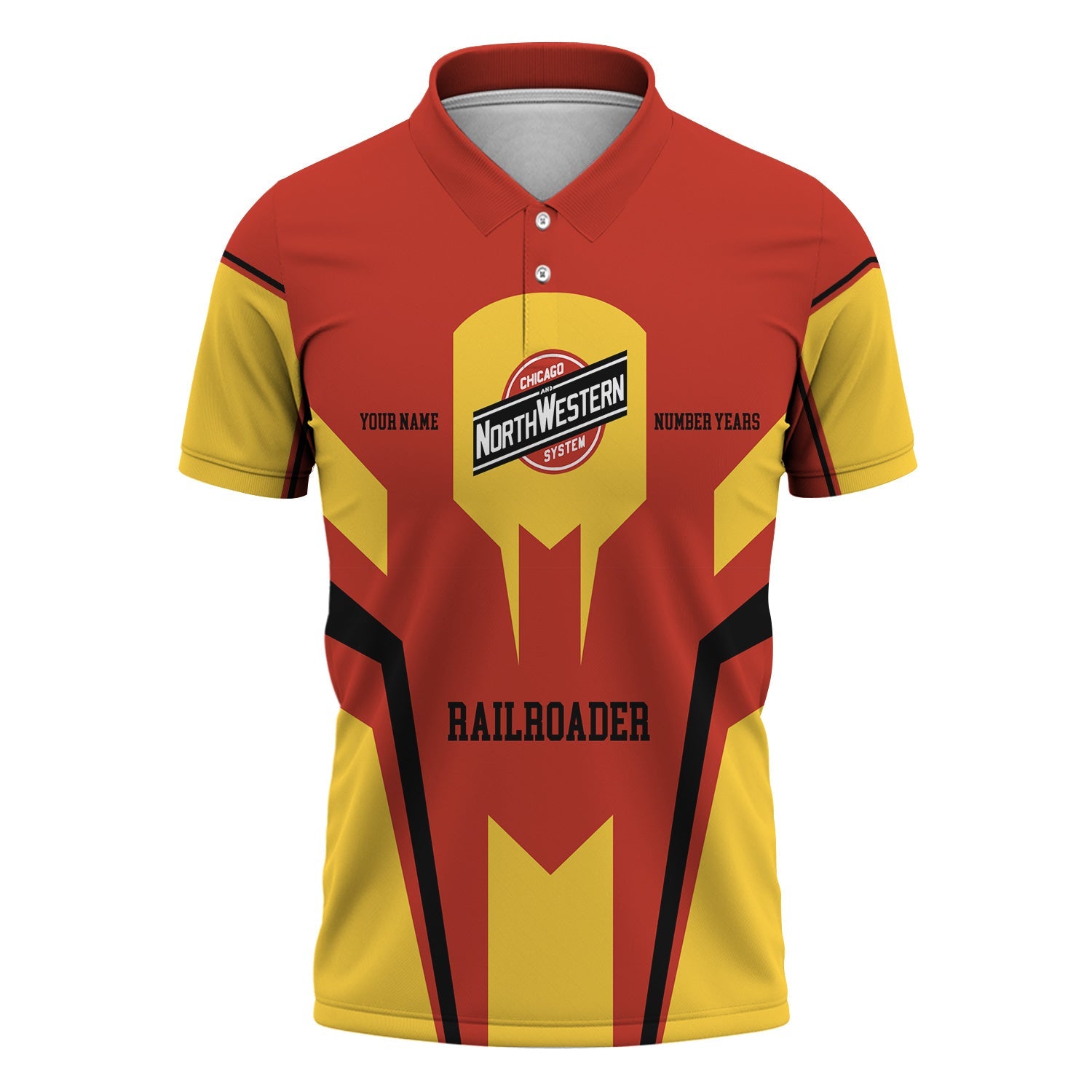 Railspirit Personalized Chicago and North Western Railway Polo Shirt Custom Year Railroader Shirt Gift Idea For Train Lover