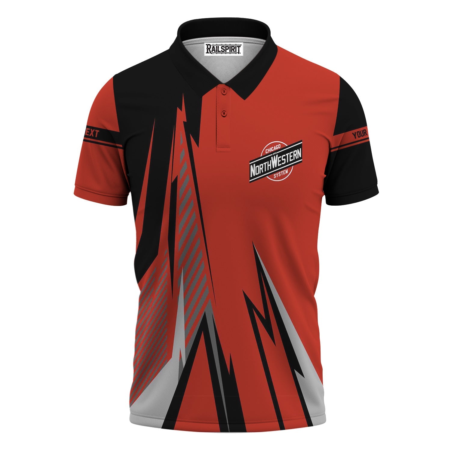 Railspirit Personalized Chicago and North Western Railway Polo Shirt Lightning-Inspired Railway Style Shirt For Train Lovers
