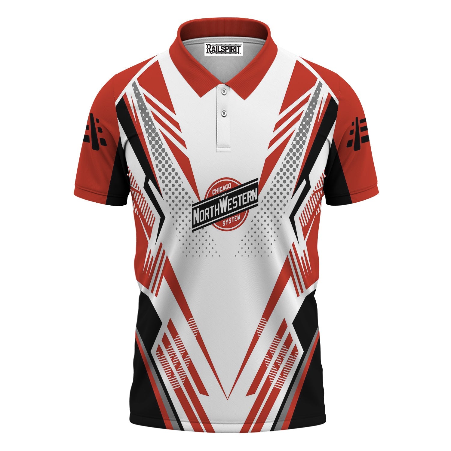 Railspirit Personalized Chicago and North Western Railway Polo Shirt Railroad Tribute Design Train Shirt for Train Lovers