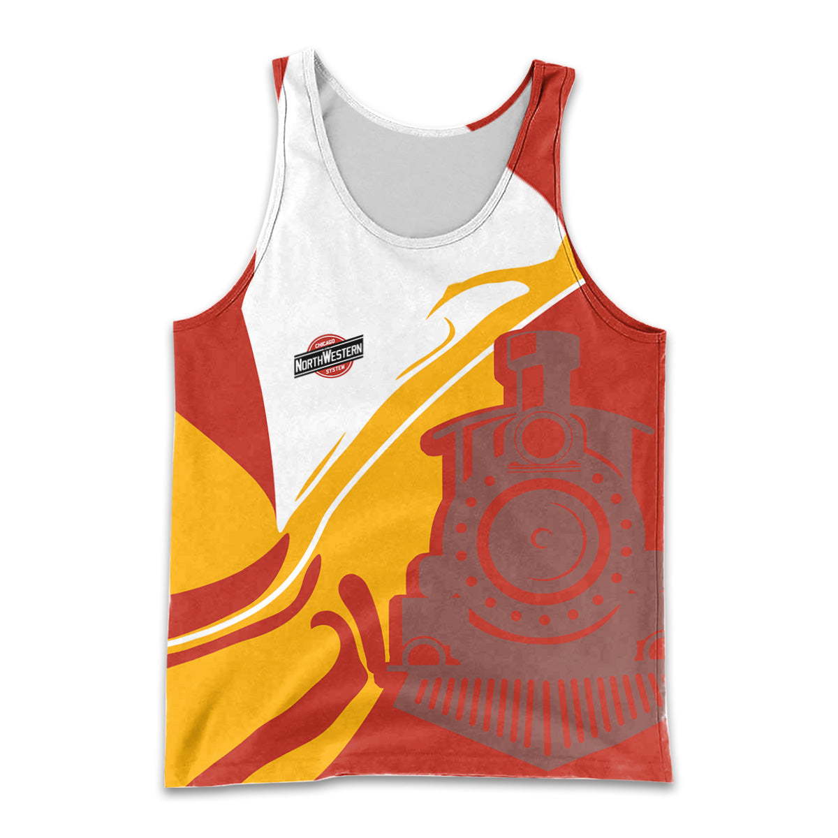 Railspirit Personalized Chicago and North Western Railway Men Tank Top Flame-Inspired Style Shirt Gift Idea For Train Lovers
