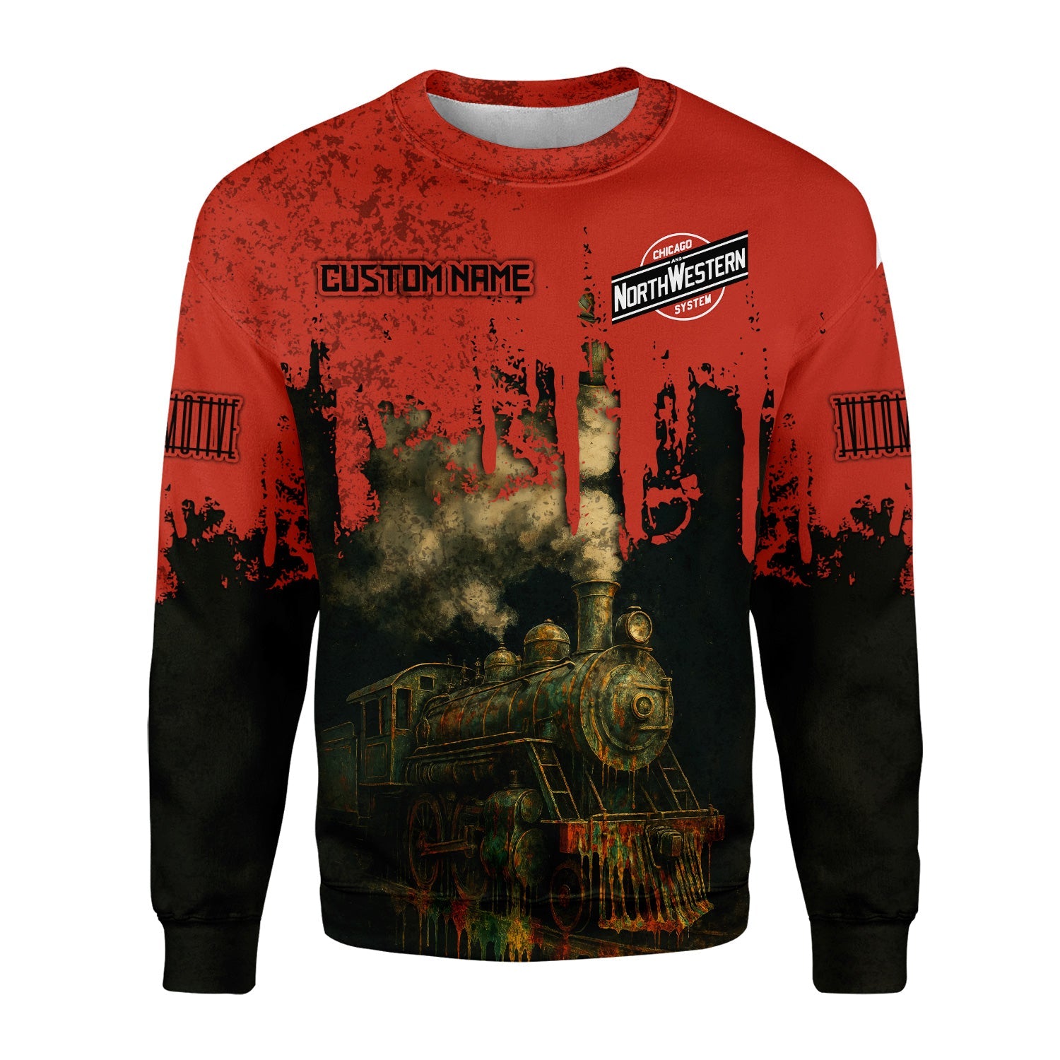 Railspirit Personalized Chicago and North Western Railway Sweatshirt Vintage Train Art Style Shirt For Locomotive Fans