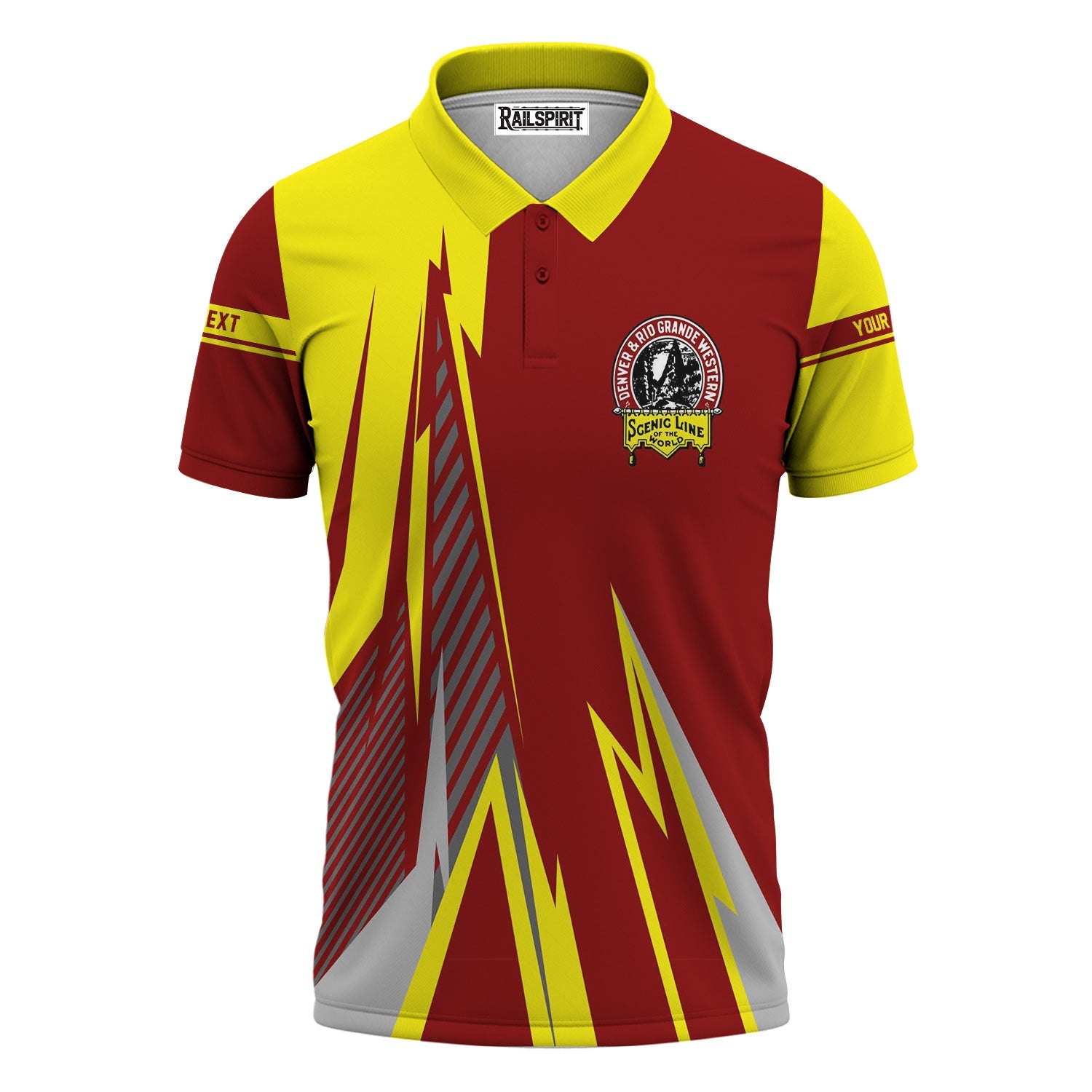 Railspirit Personalized Denver and Rio Grande Western Railroad Polo Shirt Lightning-Inspired Railway Style Shirt For Train Lovers