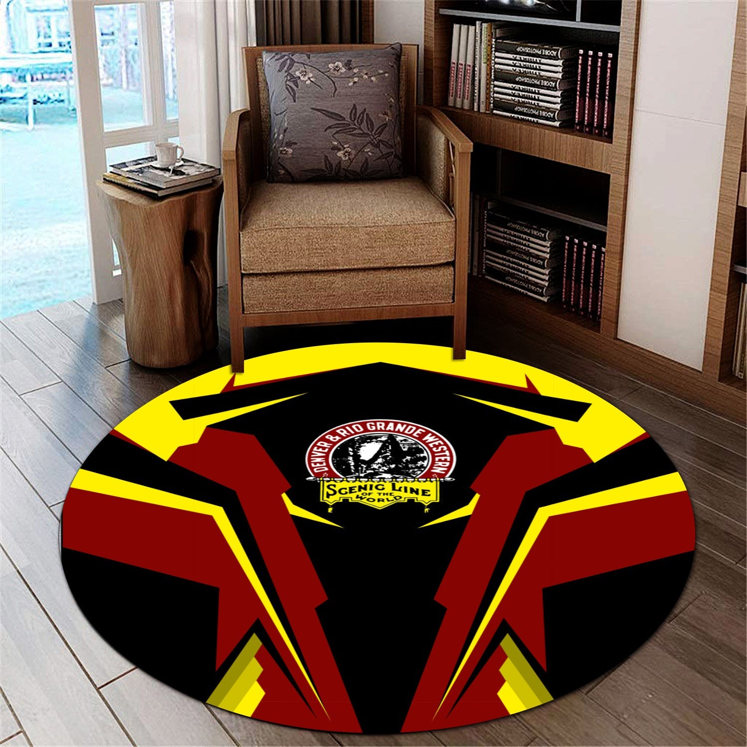 Railspirit Denver and Rio Grande Western Railroad Round Mat Strong Line Style Rug All Over Print