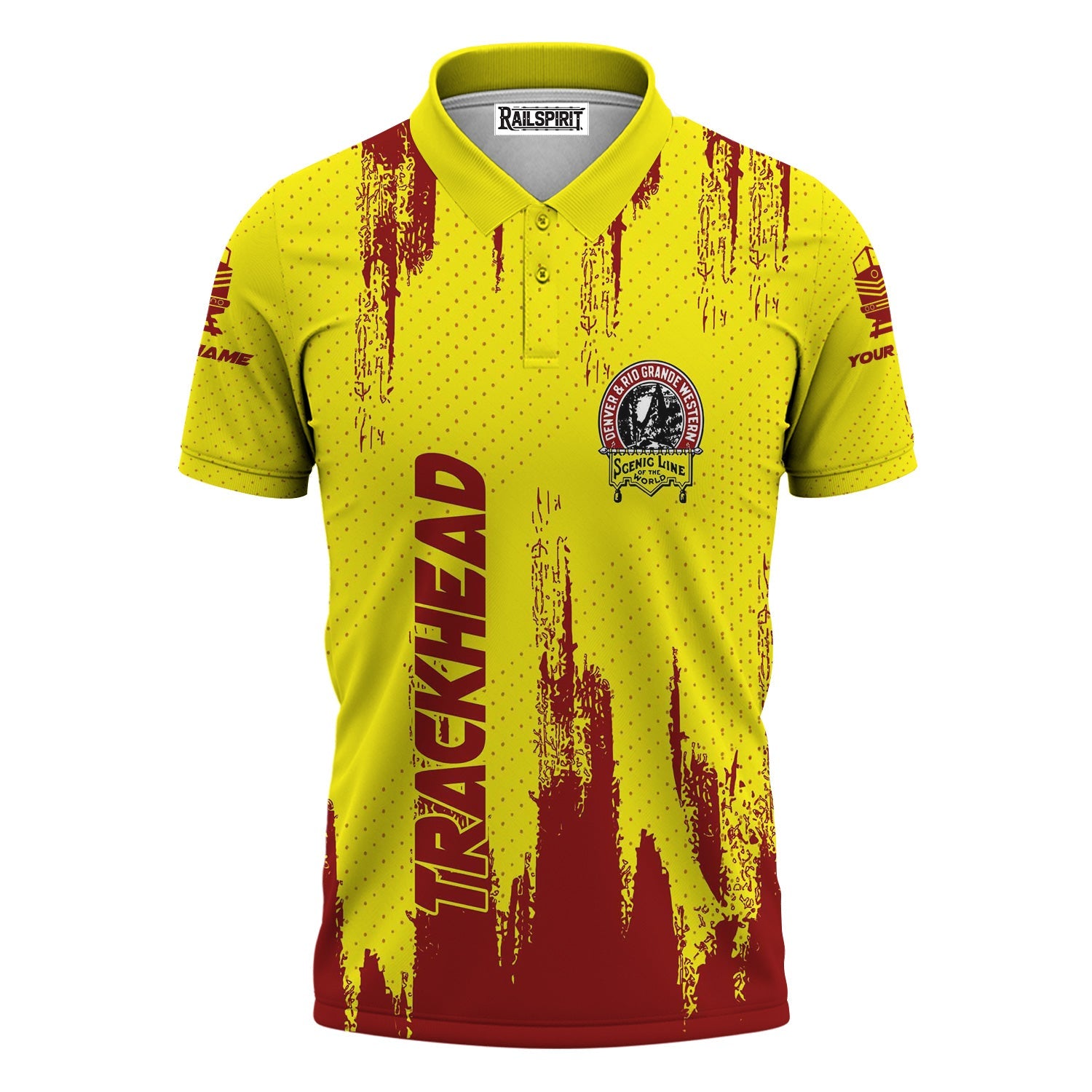 Railspirit Personalized Denver and Rio Grande Western Railroad Polo Shirt Paint Impact Design Train Shirt for Trackhead