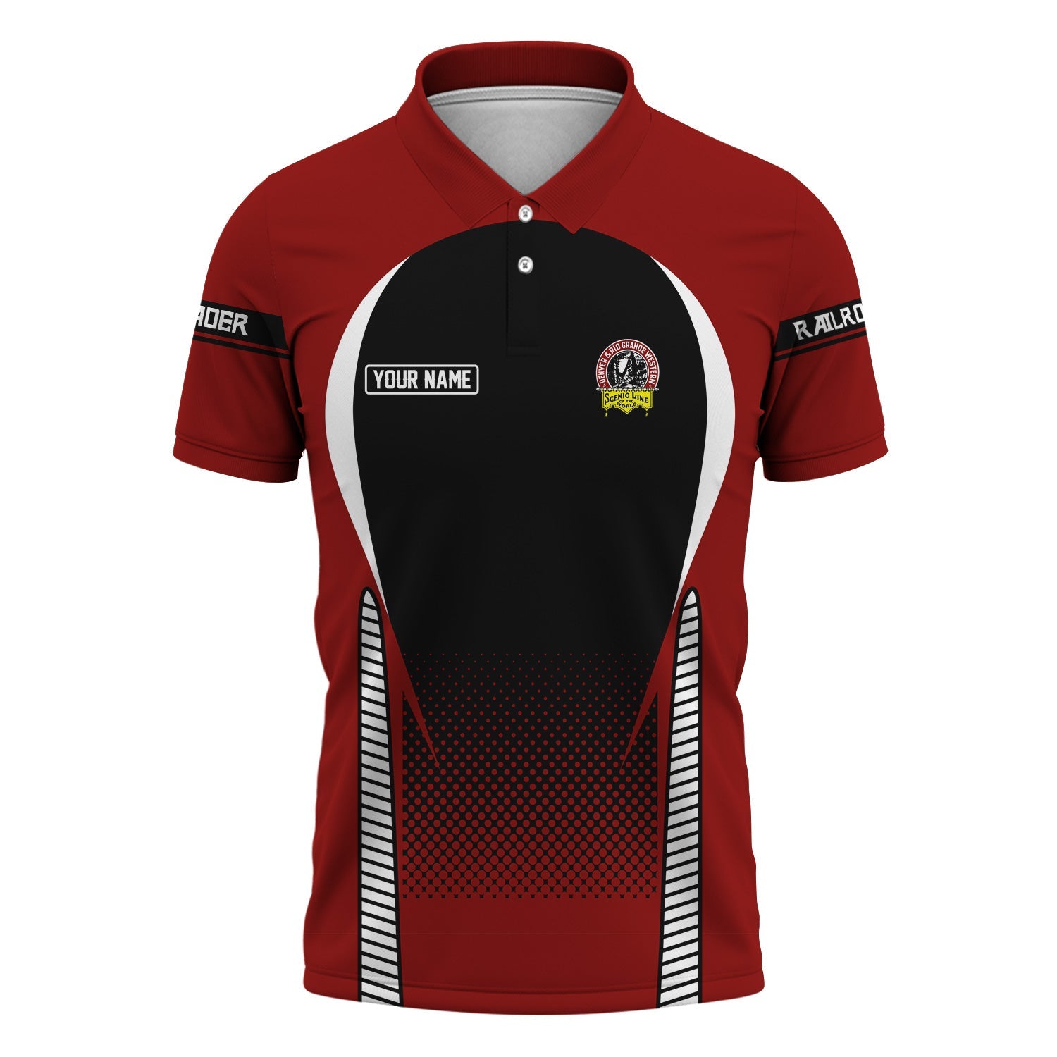 Railspirit Personalized Denver and Rio Grande Western Railroad Polo Shirt Stress Is Caused By Not Having Enough Trains Shirt All Over Print