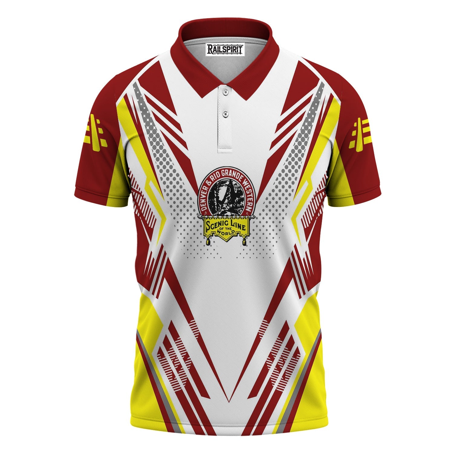 Railspirit Personalized Denver and Rio Grande Western Railroad Polo Shirt Railroad Tribute Design Train Shirt for Train Lovers