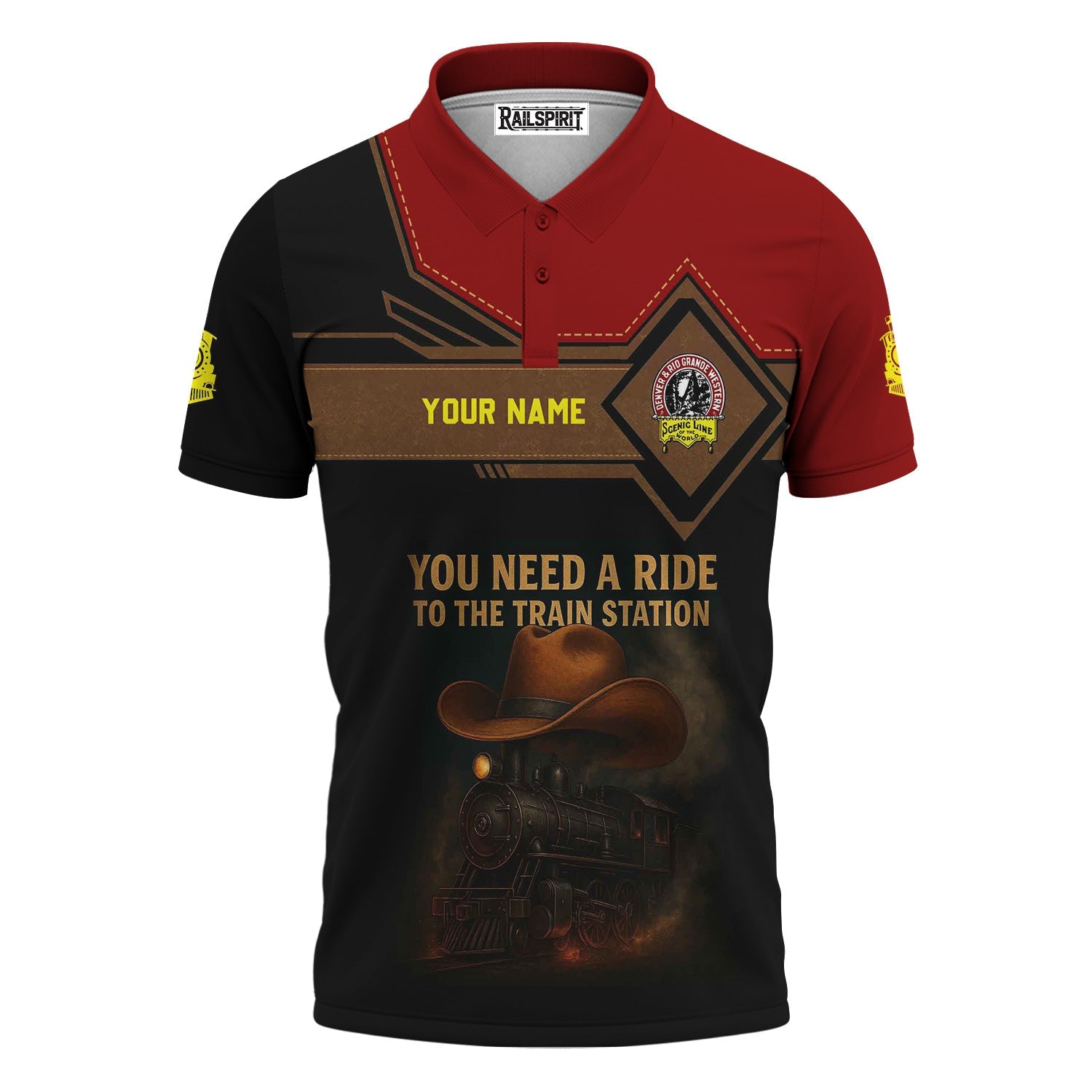 Railspirit Personalized Denver and Rio Grande Western Railroad Polo Shirt You Need A Ride To The Train Station Shirt For Train Lovers