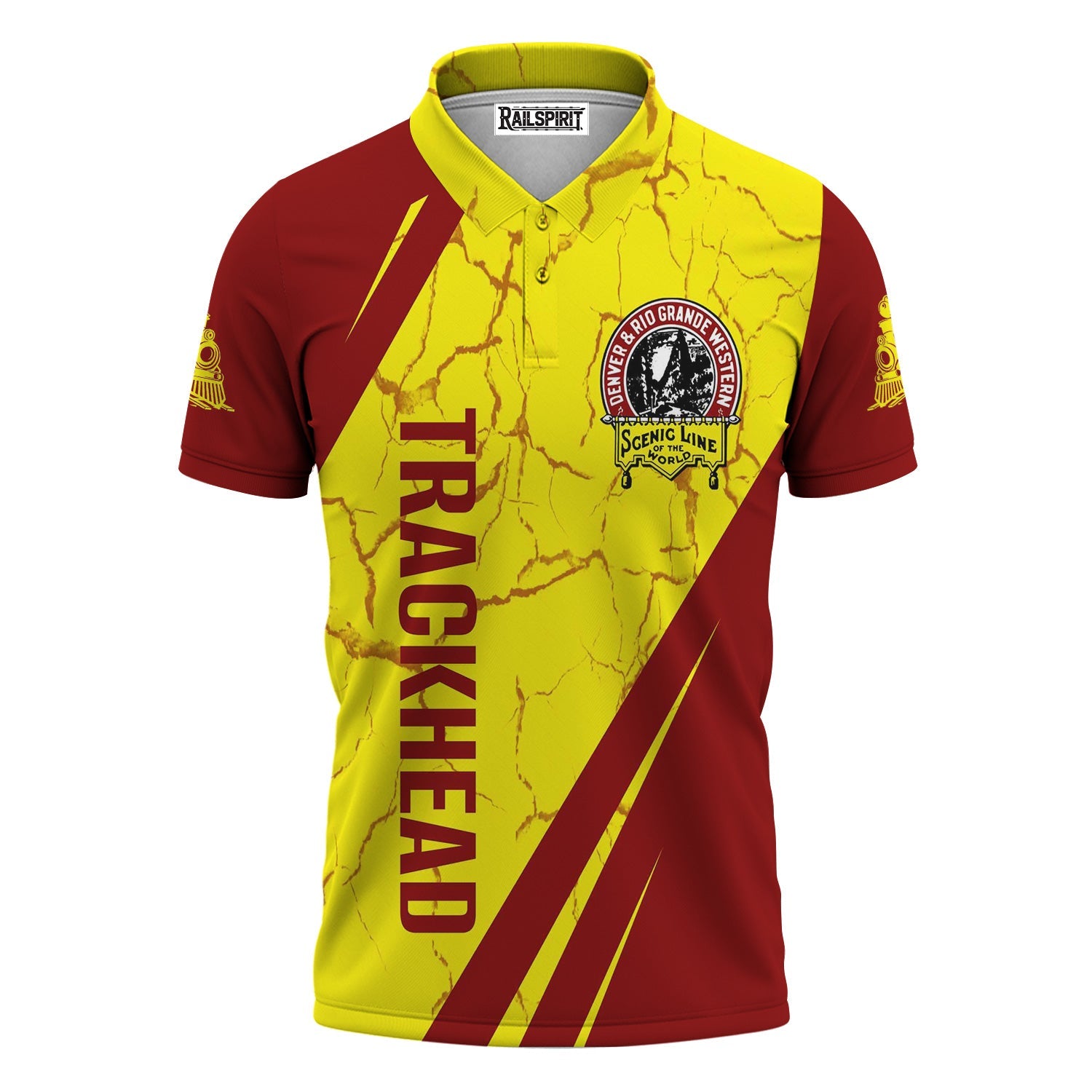 Railspirit Personalized Denver and Rio Grande Western Railroad Polo Shirt Crackle Texture Style Train Shirt For Trackhead