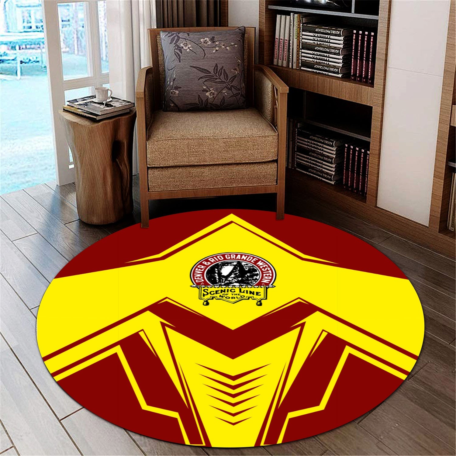 Railspirit Denver and Rio Grande Western Railroad Round Mat Railway Trainspotter Style Mat Gift Idea For Foamers