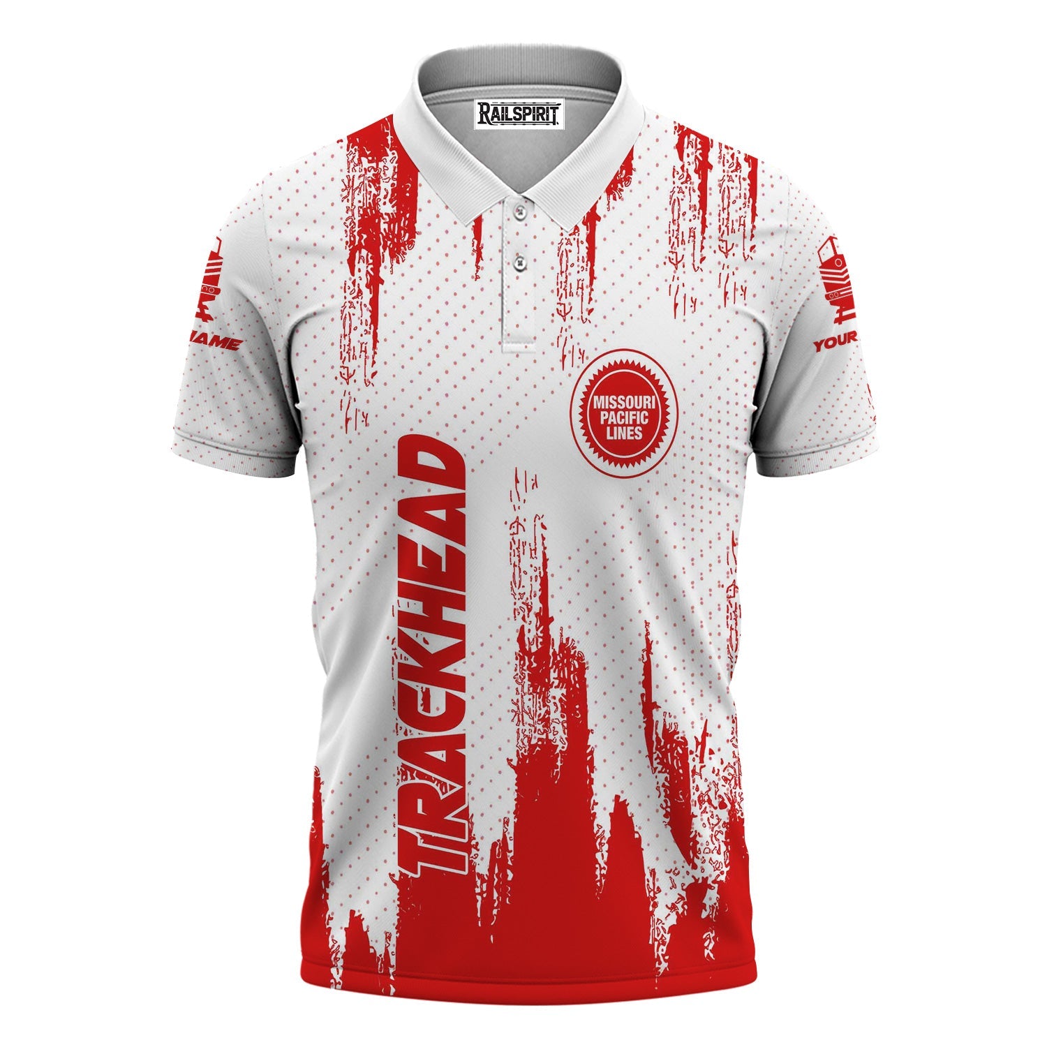 Railspirit Personalized Missouri Pacific Railroad Polo Shirt Paint Impact Design Train Shirt for Trackhead