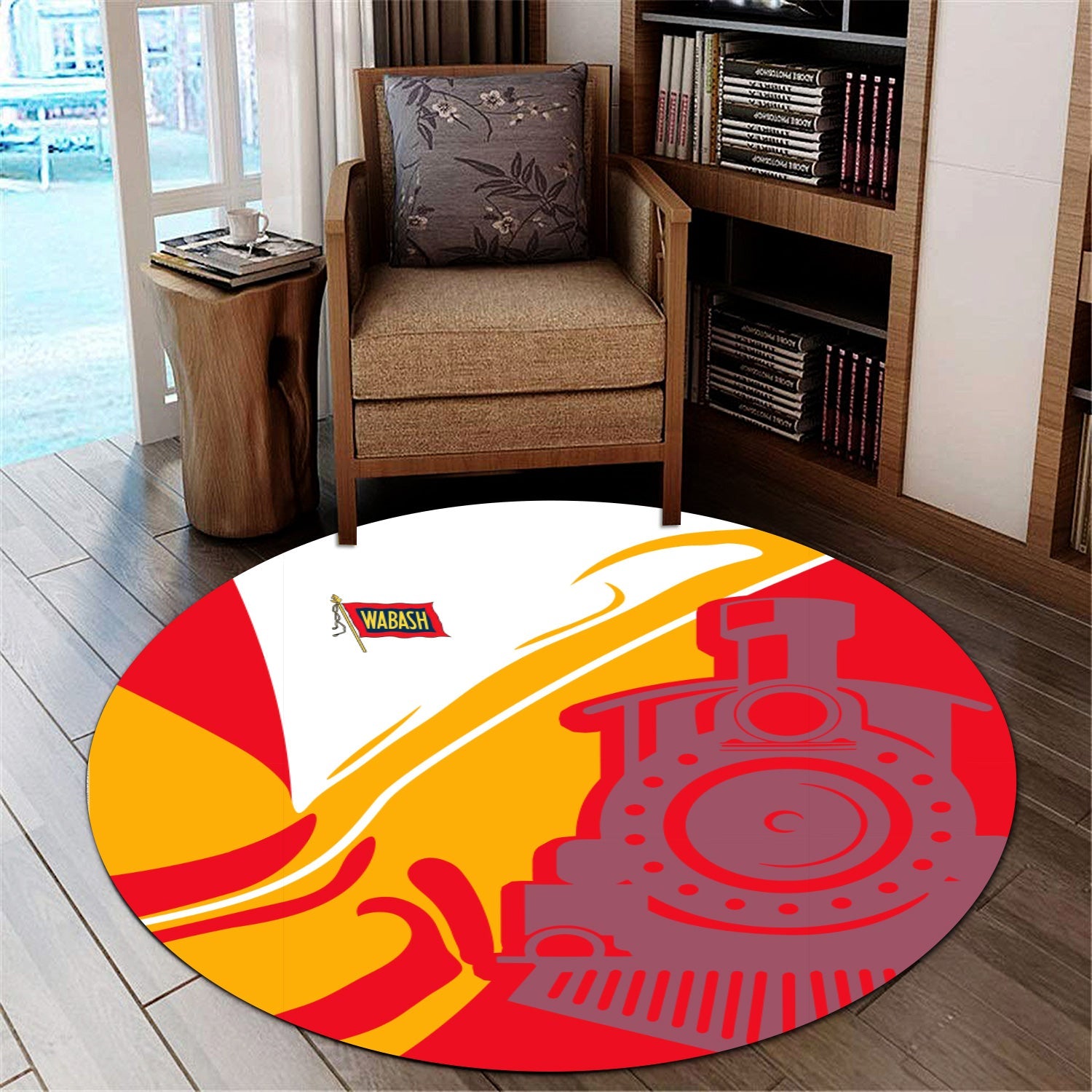 Railspirit Wabash Railroad Round Mat Flame-Inspired Style Mat Gift Idea For Train Lovers