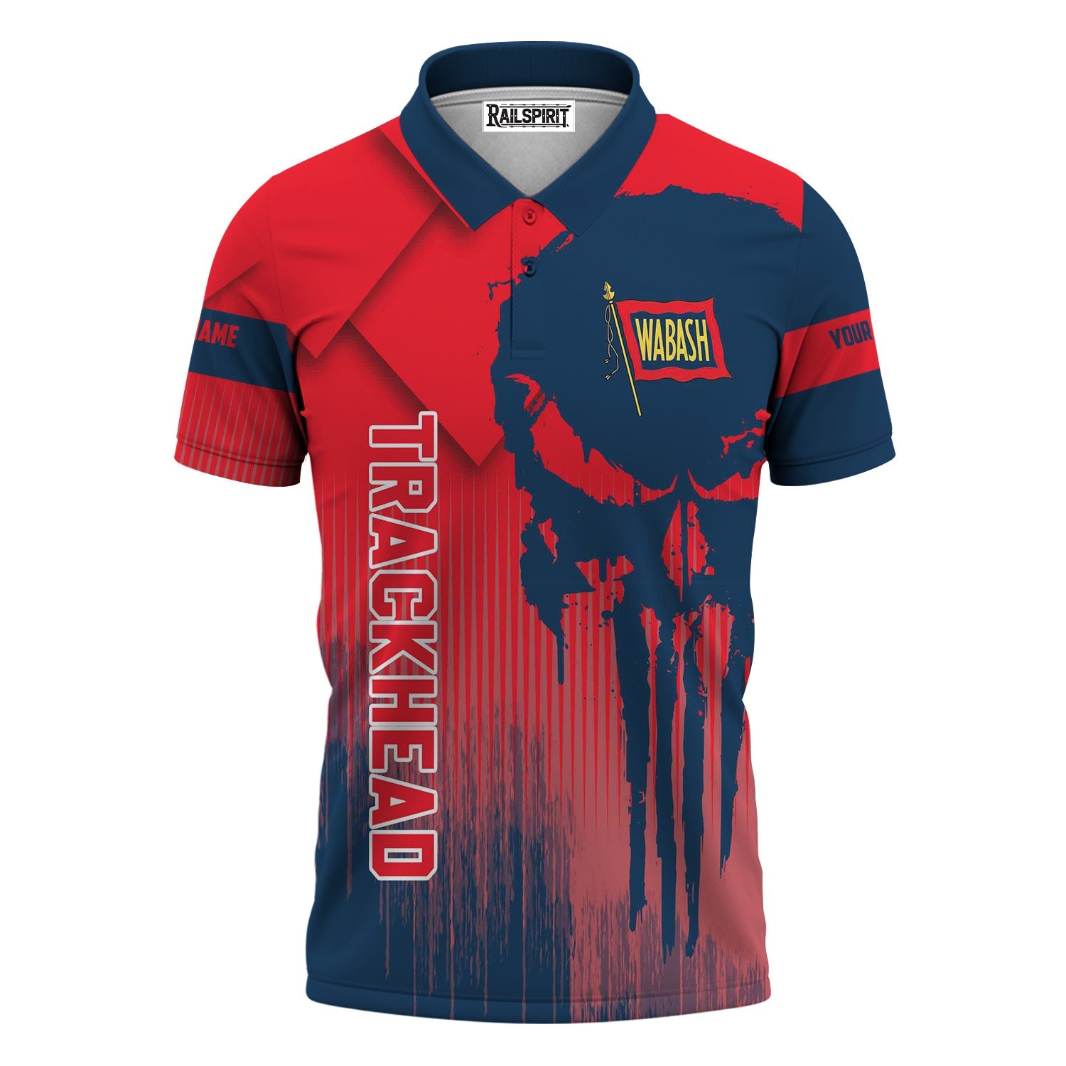 Railspirit Personalized Wabash Railroad Polo Shirt Skull Design with Custom Job Train Shirt for Trackhead Crew