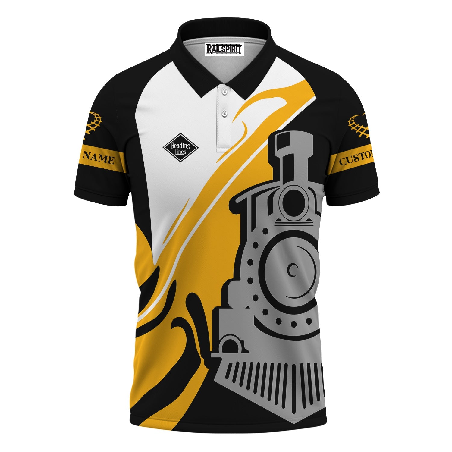 Railspirit Personalized Reading Railroad Polo Shirt Flame-Inspired Style Shirt Gift Idea For Train Lovers