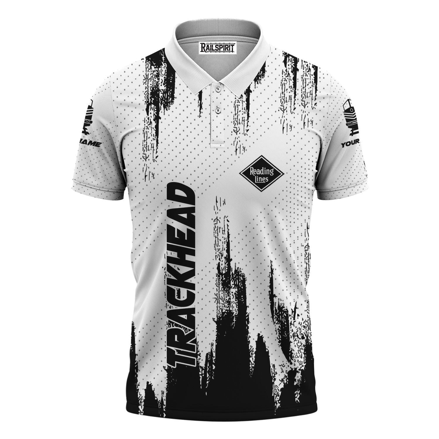 Railspirit Personalized Reading Railroad Polo Shirt Paint Impact Design Train Shirt for Trackhead