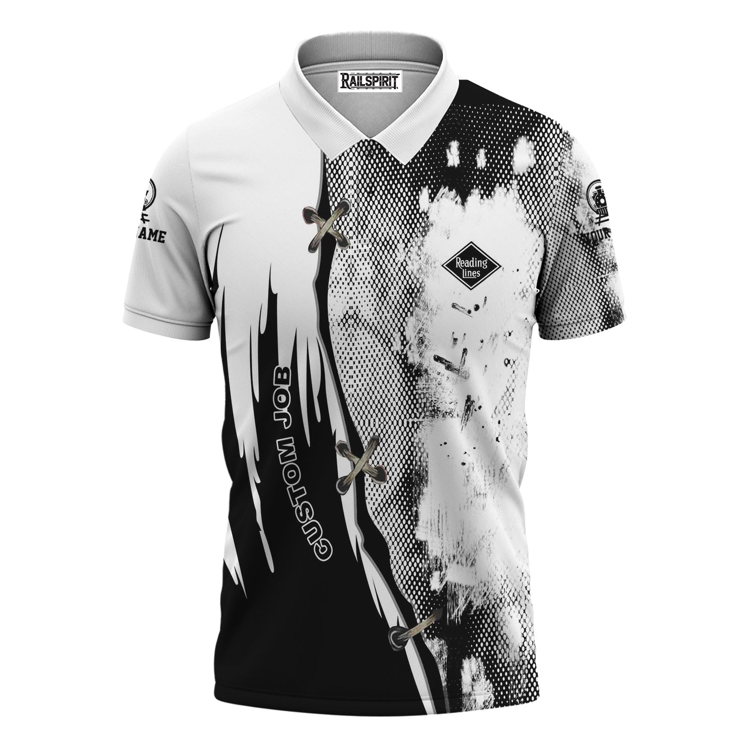 Railspirit Personalized Reading Railroad Polo Shirt Retro Stitches Design with Custom Position Train Shirt