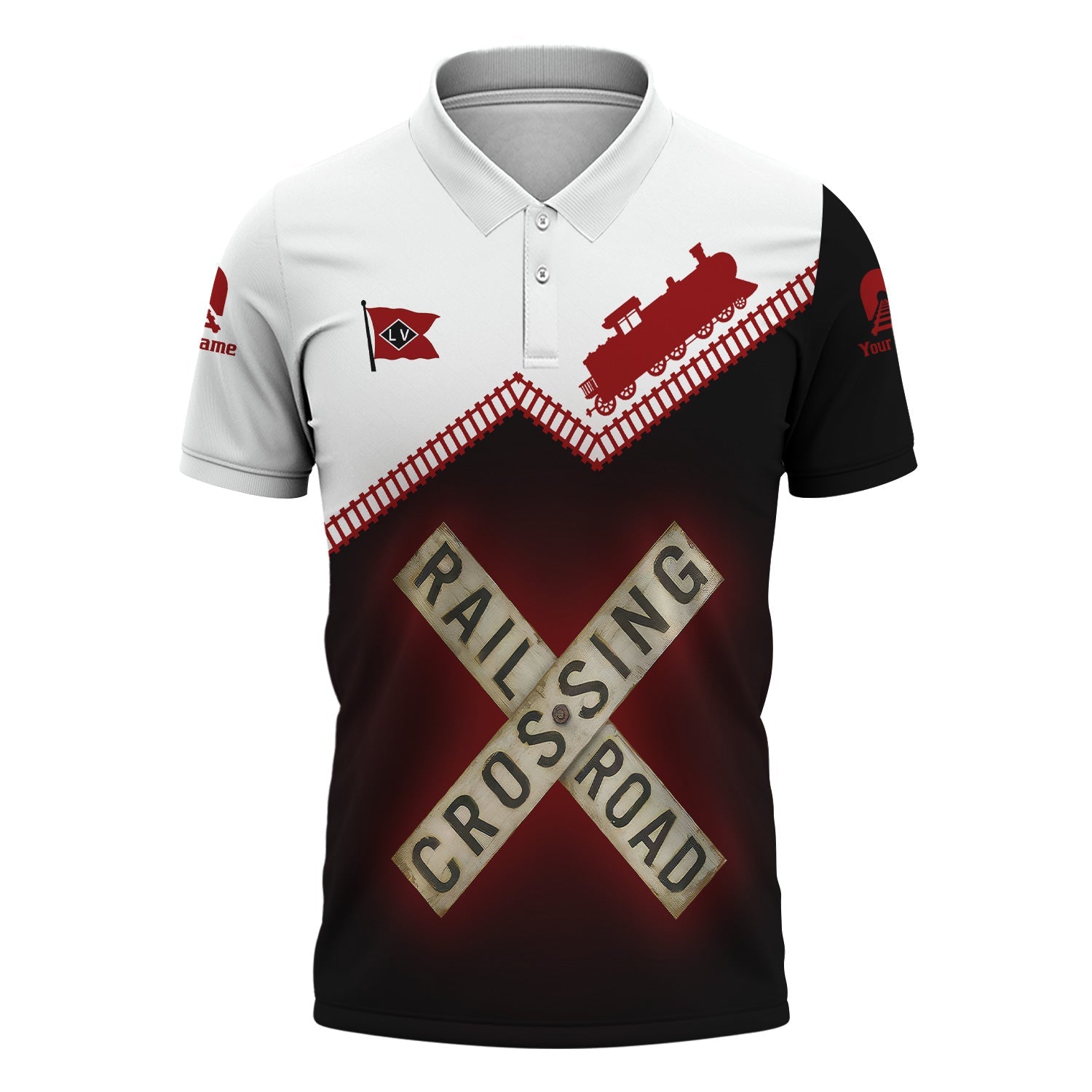 Railspirit Personalized Lehigh Valley Railroad Polo Shirt Railroad Crossing Printed Train Track Shirt