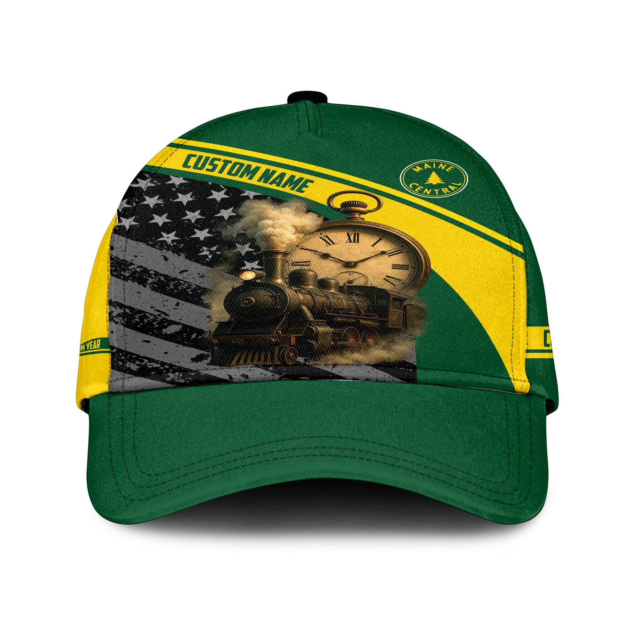 Railspirit Personalized Maine Central Railroad Classic Cap Classic Steam Engine With Retro Pocket Watch Cap All Over Print