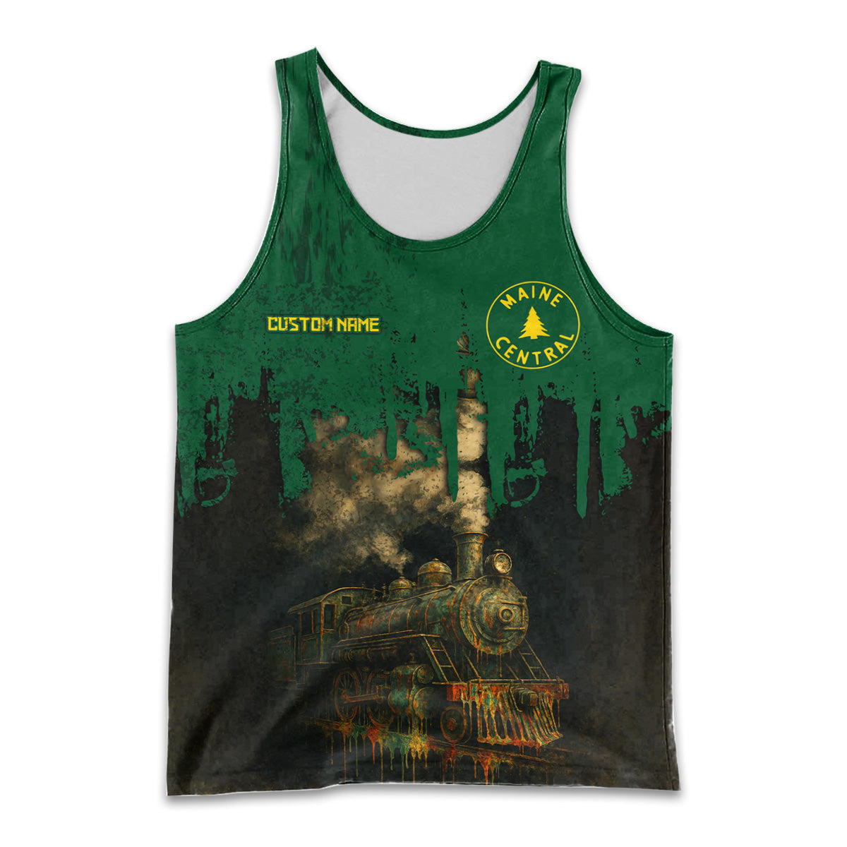 Railspirit Personalized Maine Central Railroad Men Tank Top Vintage Train Art Style Shirt For Locomotive Fans