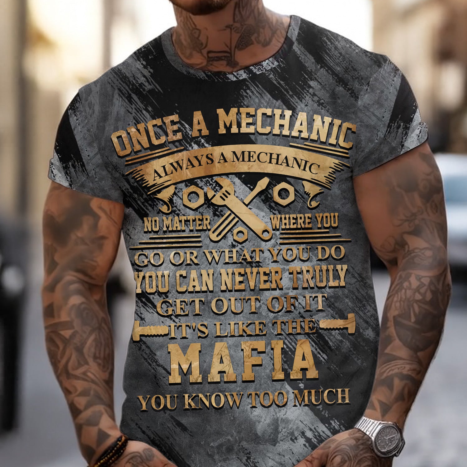 Vintage Mechanic Unisex T Shirt Once A Mechanic Always A Mechanic Shirt All Over Print
