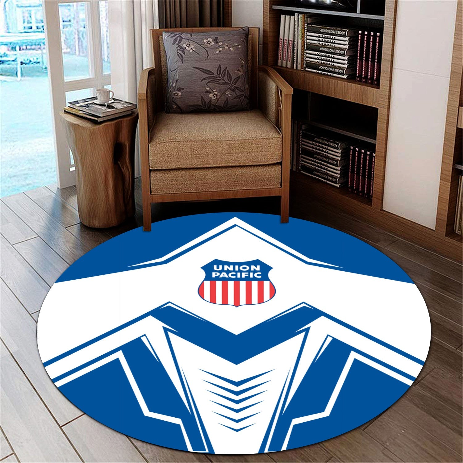 Railspirit Union Pacific Railroad Round Mat Railway Trainspotter Style Big Boy Mat Gift Idea For Foamers