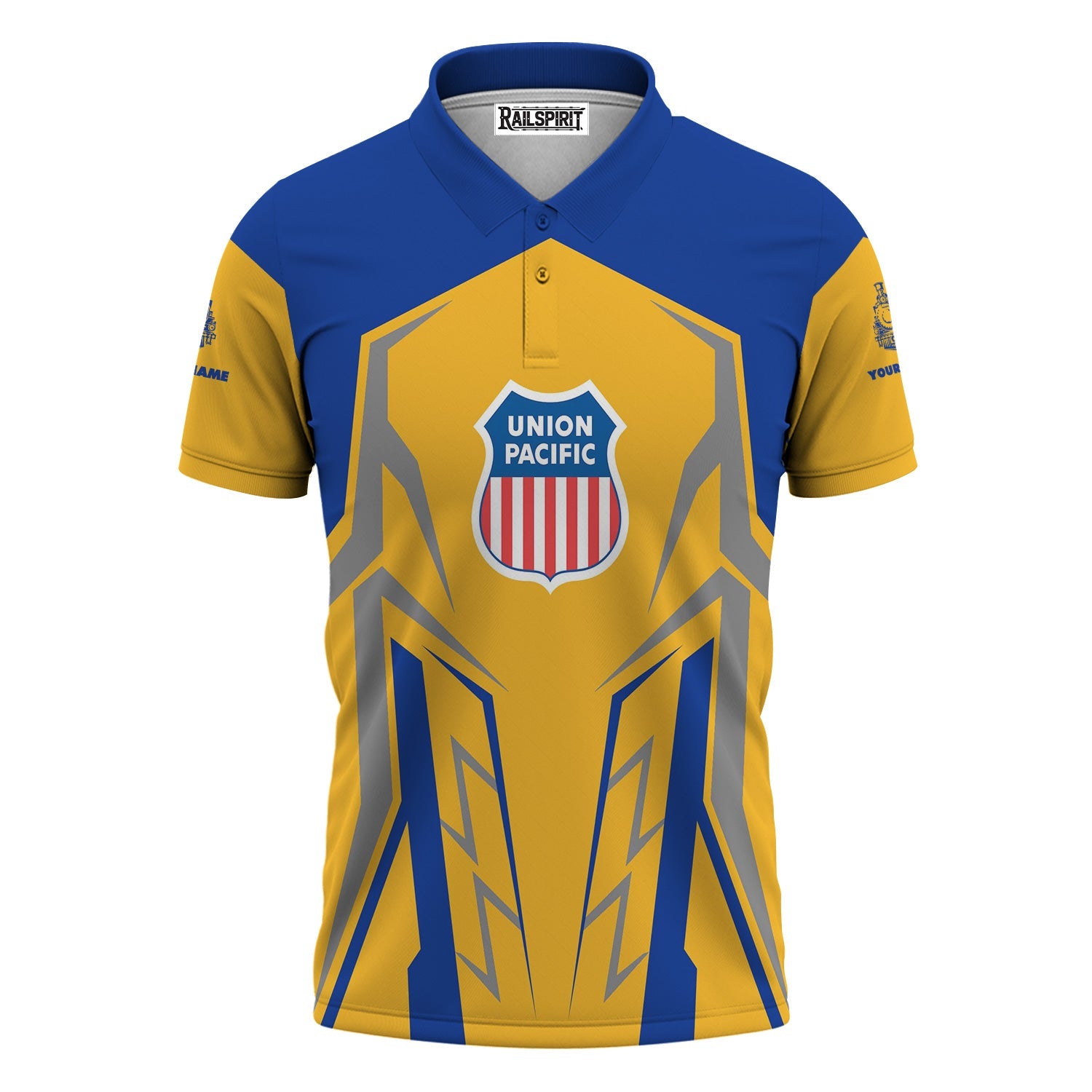 Railspirit Personalized Union Pacific Railroad Polo Shirt Futuristic Design with Custom Job Big Boy Train Shirt