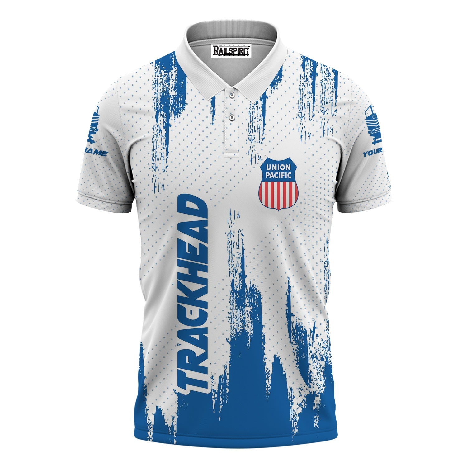 Railspirit Personalized Union Pacific Railroad Polo Shirt Paint Impact Design Big Boy Train Shirt for Trackhead