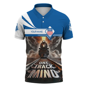 Railspirit Personalized Union Pacific Railroad Polo Shirt One Track Mind Big Boy Train Printed Shirt