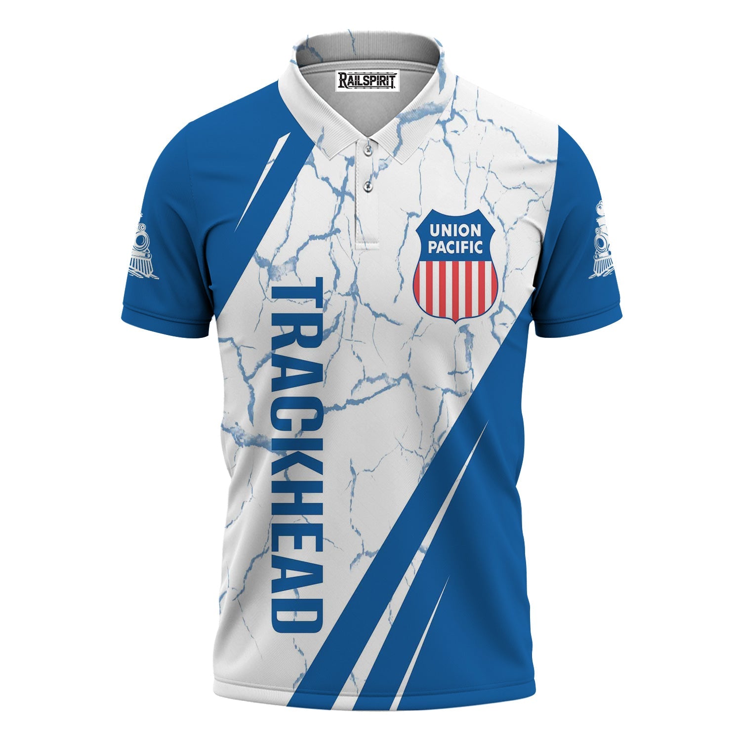 Railspirit Personalized Union Pacific Railroad Polo Shirt Crackle Texture Style Big Boy Train Shirt For Trackhead