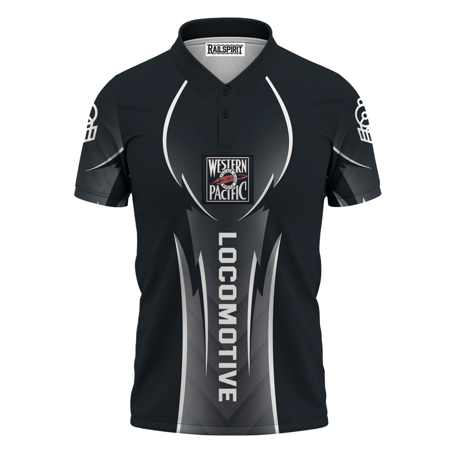 Railspirit Personalized Western Pacific Railroad Polo Shirt Striking Line Style Train Shirt For Locomotive Lovers