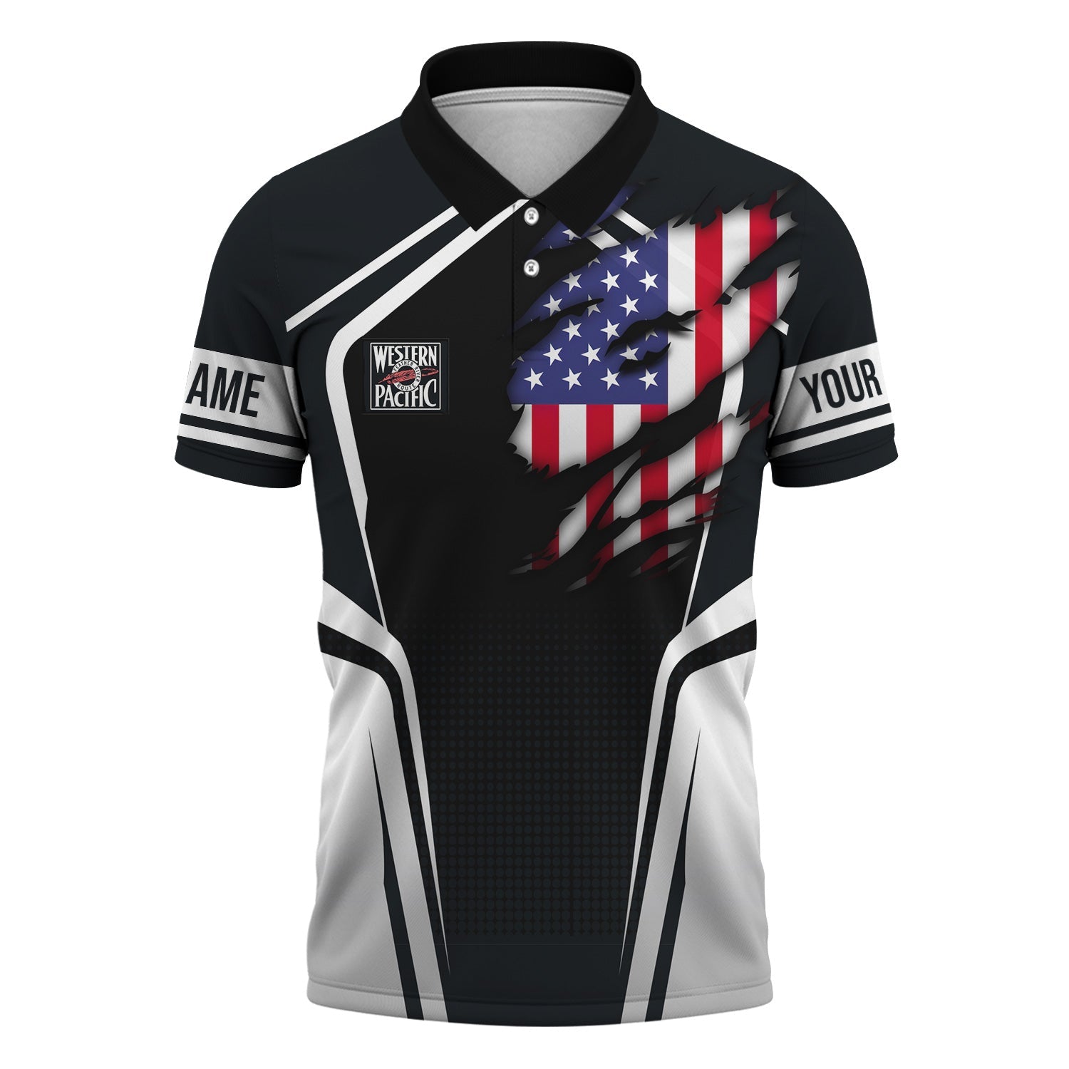 Railspirit Personalized Western Pacific Railroad Polo Shirt American Eagle Vintage Train Shirt