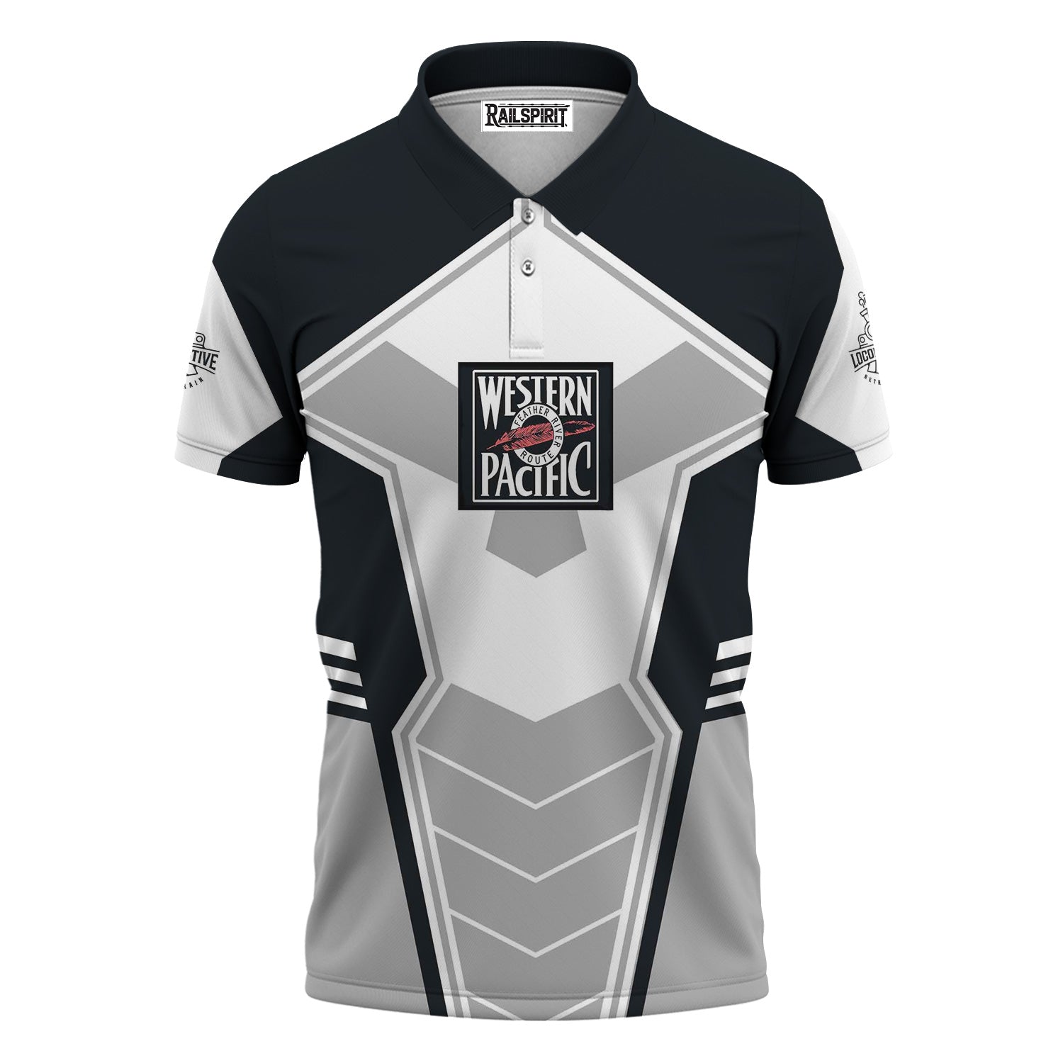 Railspirit Personalized Western Pacific Railroad Polo Shirt Engine-Inspired Style Train Shirt for Railroad Fanatic