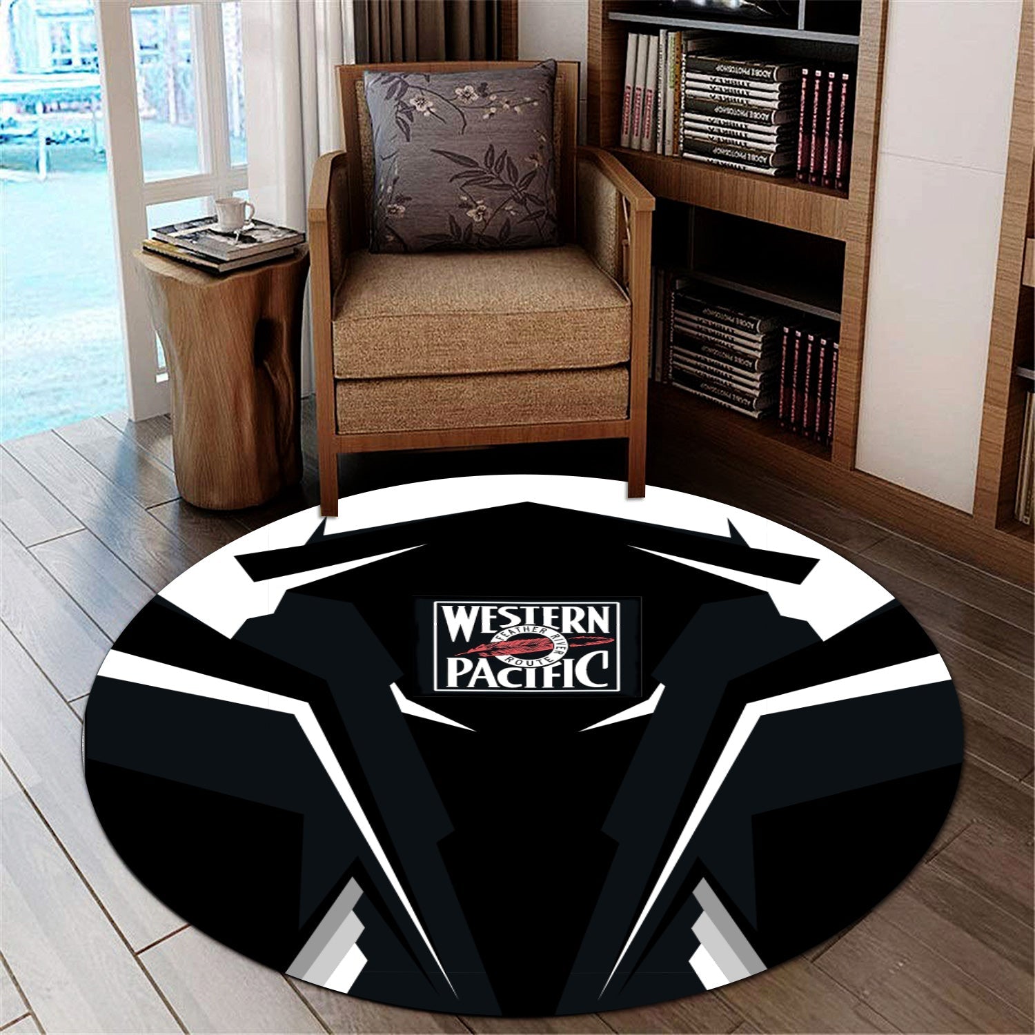 Railspirit Western Pacific Railroad Round Mat Strong Line Style Rug All Over Print